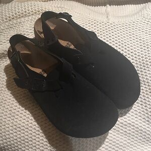 Birkenstock Tokio Black Suede Clogs Size 40